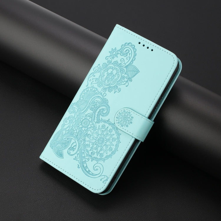 For iPhone 16e Datura Flower Embossed Flip Leather Phone Case(Light Blue) - free shipping - PMC TechLife - Order now!