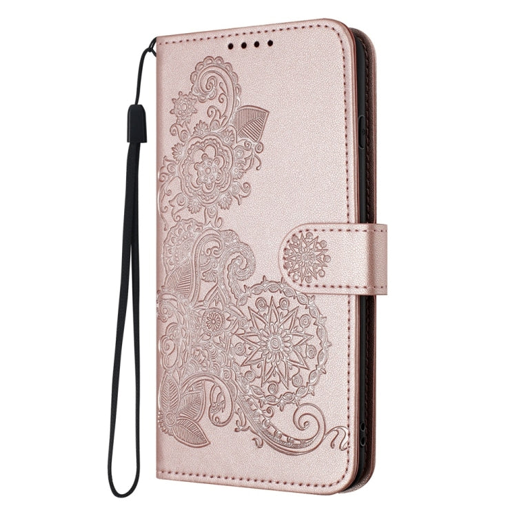 For iPhone 16 Pro Datura Flower Embossed Flip Leather Phone Case(Rose Gold) - iPhone 16 Pro Cases by PMC TechLife | Online Shopping South Africa | PMC TechLife | Buy Now Pay Later Mobicred