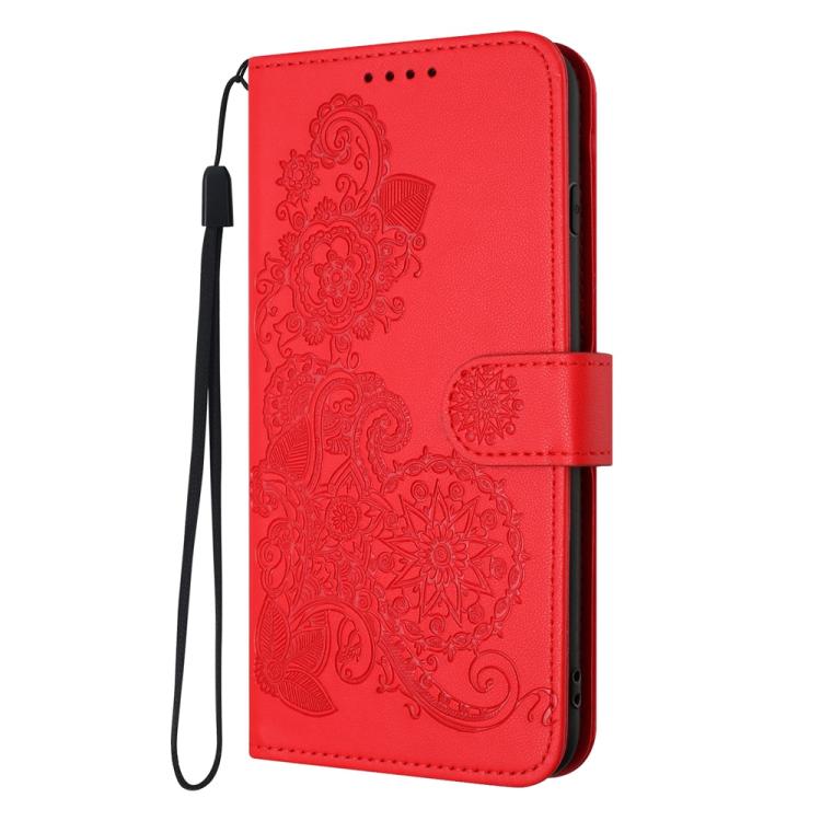 For iPhone 17 Datura Flower Embossed Flip Leather Phone Case(Red) - free shipping - PMc TechLife - Order now!
