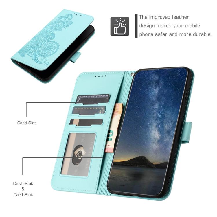 For iPhone 17 Pro Max Datura Flower Embossed Flip Leather Phone Case(Light Blue) - free shipping - PMc TechLife - Order now!