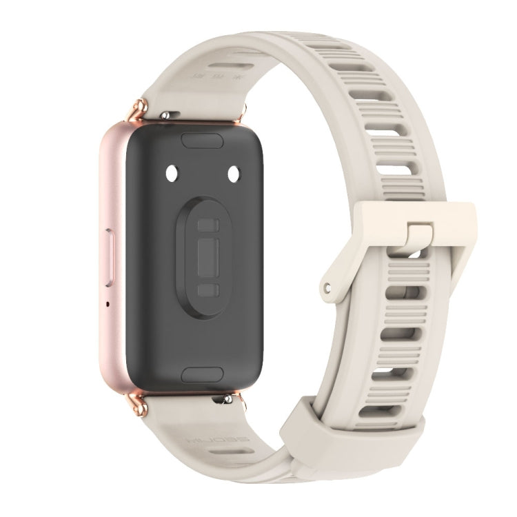 For Samsung Galaxy Fit 3 Mijobs Flat Hole Silicone Watch Band(Grey+Rose Gold) - free shipping - PMc TechLife - Order now!