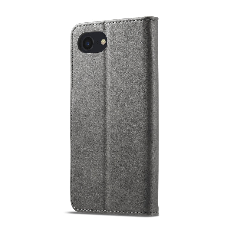 LC.IMEEKE Calf Texture Horizontal Flip Leather Case For iPhone 16e(Grey) - iPhone 16e Cases by LC.IMEEKE | Online Shopping South Africa | PMC TechLife | Buy Now Pay Later Mobicred