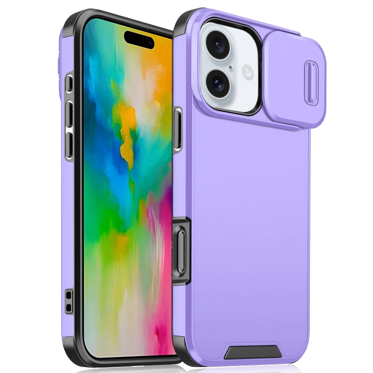 For iPhone 16 Plus Sliding Camshield TPU + PC Phone Case(Purple) - iPhone 16 Plus Cases by PMC TechLife | Online Shopping South Africa | PMC TechLife | Buy Now Pay Later Mobicred
