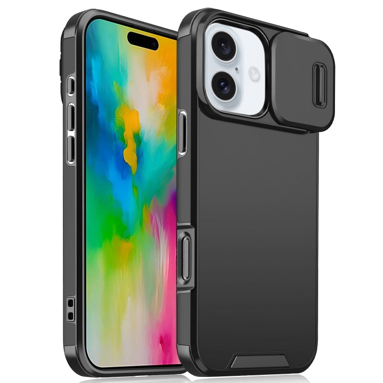 For iPhone 16 Sliding Camshield TPU + PC Phone Case(Black) - iPhone 16 Cases by PMC TechLife | Online Shopping South Africa | PMC TechLife | Buy Now Pay Later Mobicred