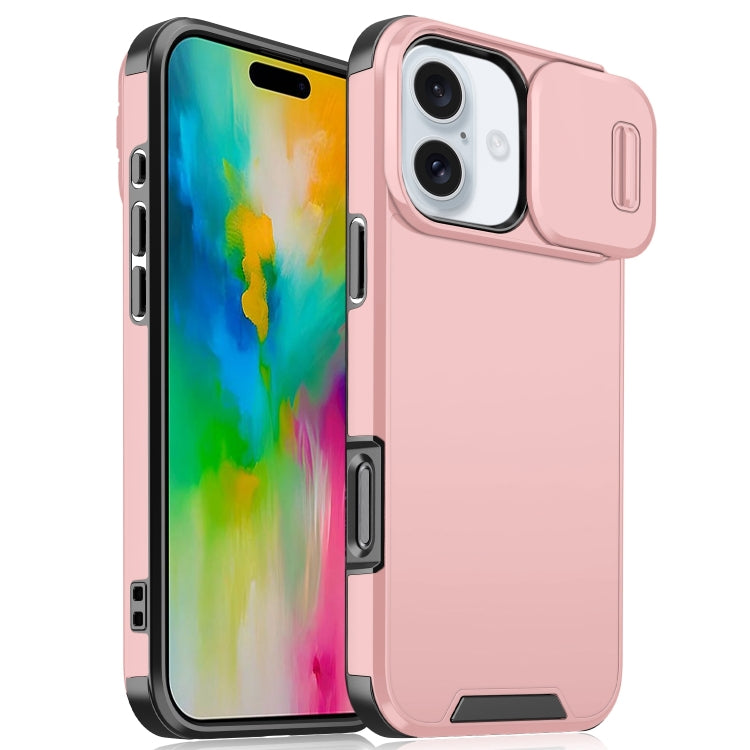 For iPhone 16 Sliding Camshield TPU + PC Phone Case(Pink) - iPhone 16 Cases by PMC TechLife | Online Shopping South Africa | PMC TechLife | Buy Now Pay Later Mobicred