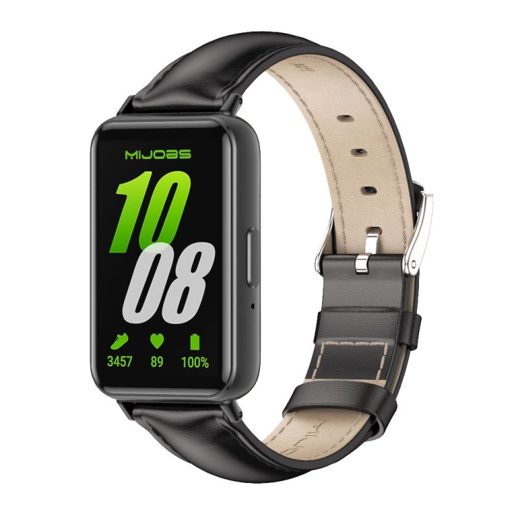 For Samsung Galaxy Fit 3 Mijobs Dual-sided Genuine Leather Watch Band(Black) - Watch Bands by MIJOBS | Online Shopping South Africa | PMc TechLife | Buy Now Pay Later Mobicred