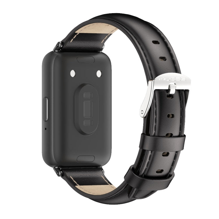 For Samsung Galaxy Fit 3 Mijobs Dual-sided Genuine Leather Watch Band(Black) - Watch Bands by MIJOBS | Online Shopping South Africa | PMc TechLife | Buy Now Pay Later Mobicred