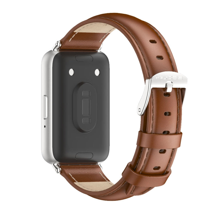 For Samsung Galaxy Fit 3 Mijobs Dual-sided Genuine Leather Watch Band(Brown Silver) - free shipping - PMc TechLife - Order now!