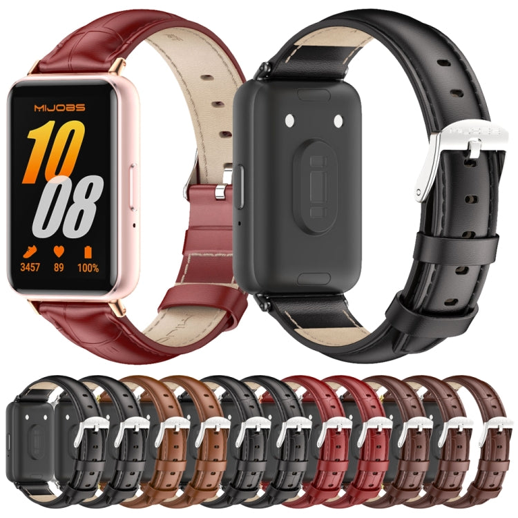 For Samsung Galaxy Fit 3 Mijobs Dual-sided Genuine Leather Watch Band(Black) - Watch Bands by MIJOBS | Online Shopping South Africa | PMc TechLife | Buy Now Pay Later Mobicred