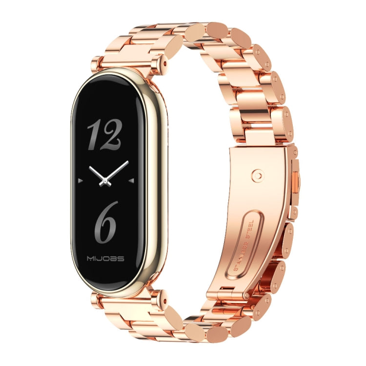 For Xiaomi Smart Band 10 / 9 / 8 Mijobs GT4 Three Beads Metal Watch Band(Rose Gold) - free shipping - PMc TechLife - Order now!