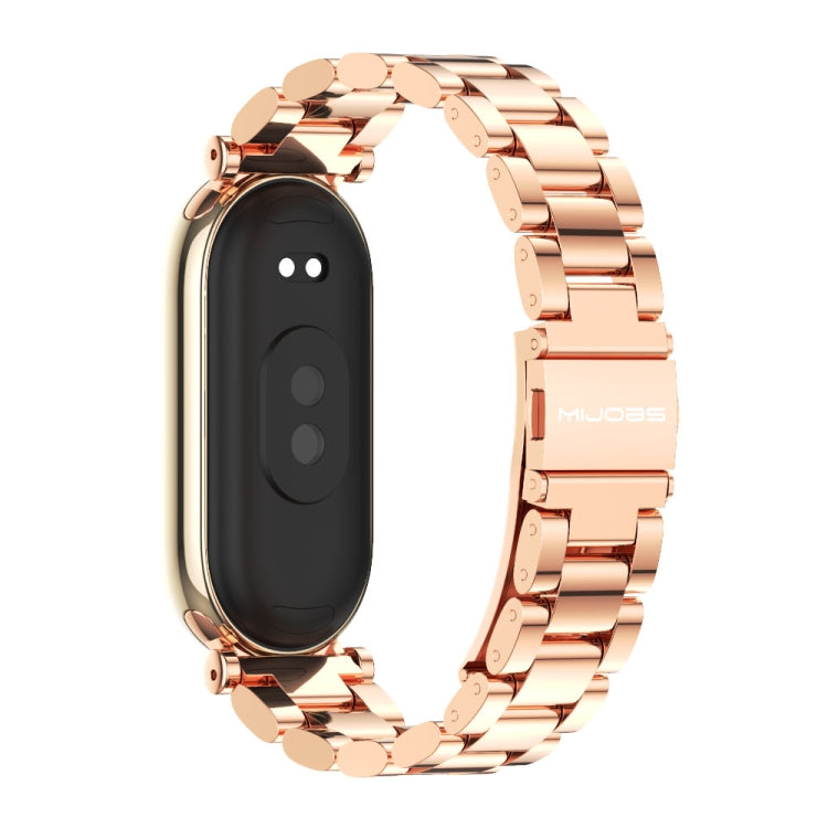 For Xiaomi Smart Band 10 / 9 / 8 Mijobs GT4 Three Beads Metal Watch Band(Rose Gold) - free shipping - PMc TechLife - Order now!