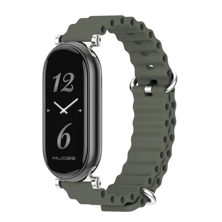 For Xiaomi Smart Band 10 / 9 / 8 Mijobs GT4 Marine Silicone Breathable Watch Band(Khaki Green Silver) - free shipping - PMc TechLife - Order now!