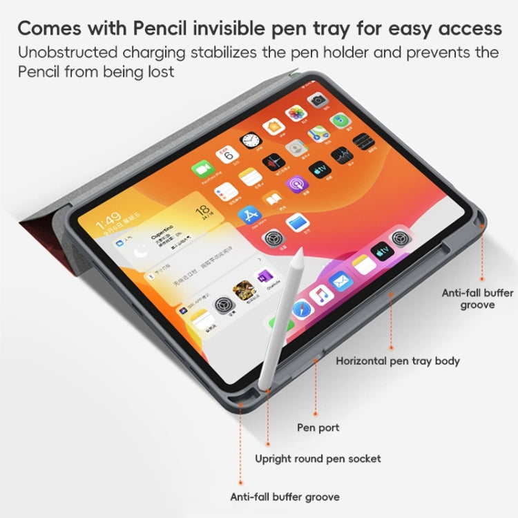 For iPad Pro 12.9 2022/2021/2020 ZGA Tri-Fold Voltage Smart Leather Tablet Case(Red) - free shipping - PMc TechLife - Order now!