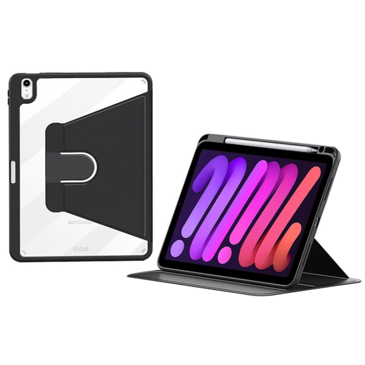 For iPad mini 6 / mini 2024 ZGA Tri-Fold 360 Rotation Smart Leather Tablet Case(Black) - free shipping - PMc TechLife - Order now!
