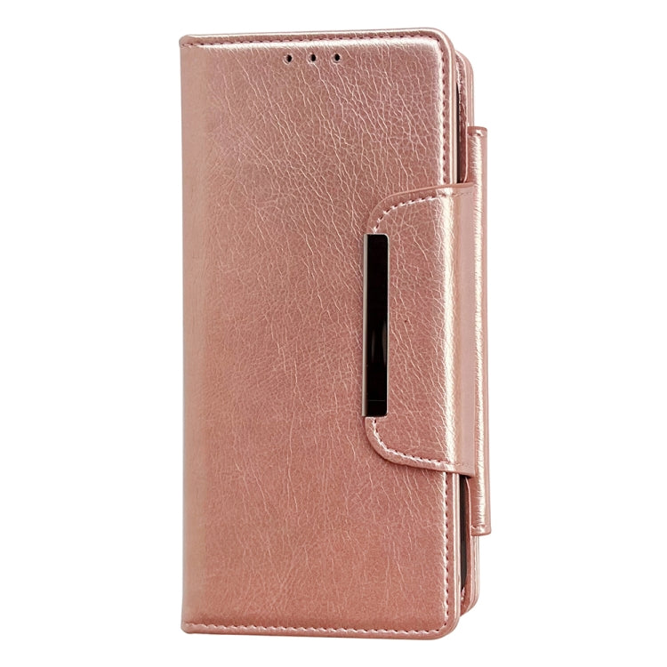 For iPhone 16 Plus Multifunctional 7-Cards Wallet Leather Phone Case(Rose Gold) - iPhone 16 Plus Cases by PMC Jewellery | Online Shopping South Africa | PMC Jewellery | Buy Now Pay Later Mobicred