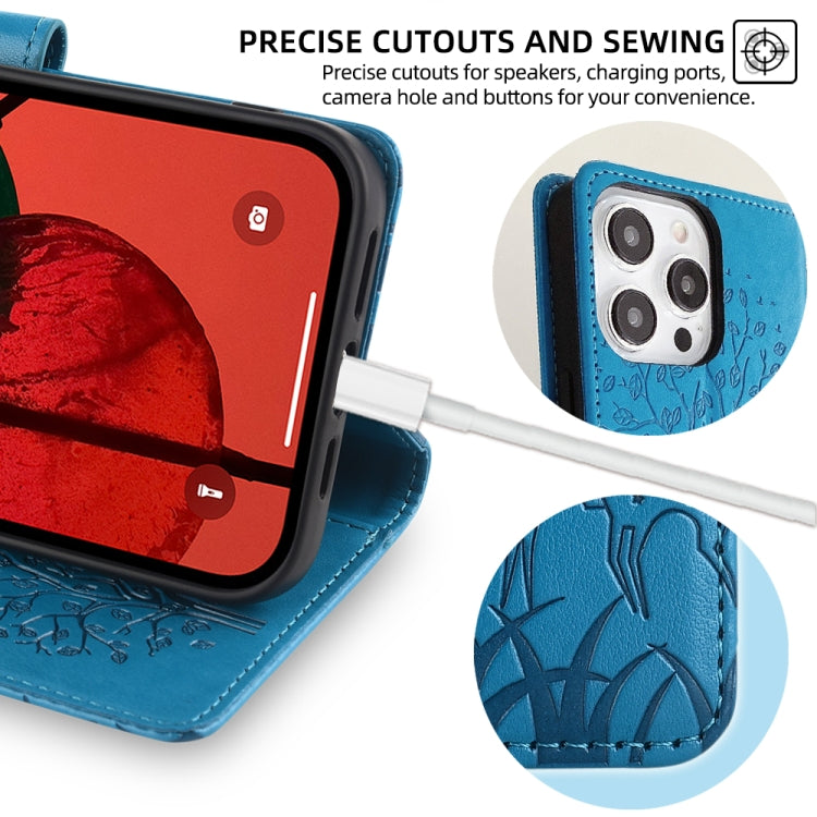 For Sony Xperia 10 V Tree & Deer Embossed Leather Phone Case(Blue) - Sony Cases by PMC TechLife | Online Shopping South Africa | PMC TechLife | Buy Now Pay Later Mobicred