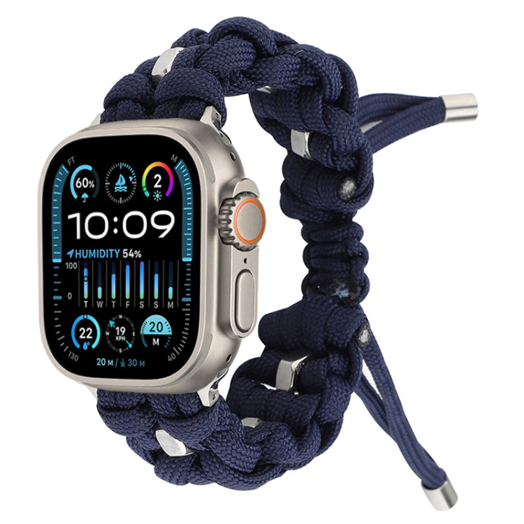 For Apple Watch Ultra 2 49mm Screw Nut Braided Paracord Watch Band(Blue) - free shipping - PMC Jewellery - Order now!
