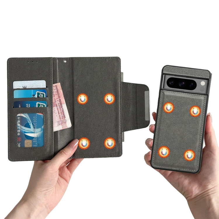 For Google Pixel 8a Multifunctional 7-Card Wallet Leather Phone Case(Grey) - Google Cases by PMC TechLife | Online Shopping South Africa | PMC TechLife | Buy Now Pay Later Mobicred