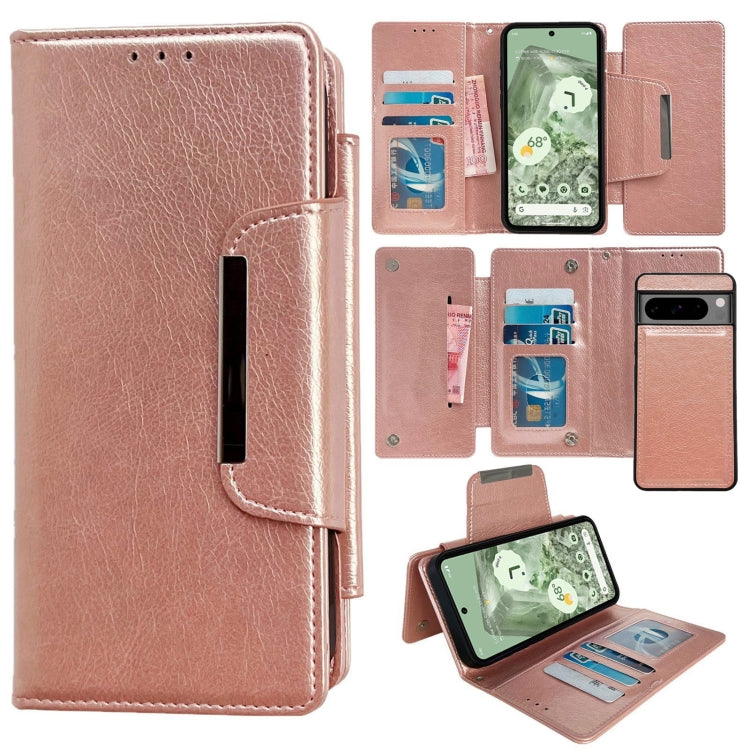 For Google Pixel 8 Pro Multifunctional 7-Card Wallet Leather Phone Case(Rose Gold) - Google Cases by PMC TechLife | Online Shopping South Africa | PMC TechLife | Buy Now Pay Later Mobicred