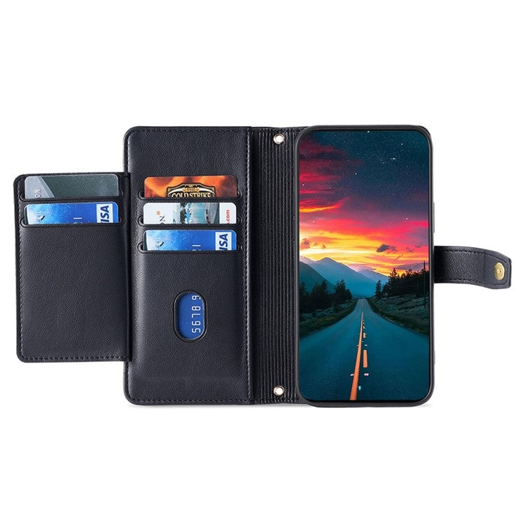 For Motorola Edge 5G 2024 Sheep Texture Cross-body Zipper Wallet Leather Phone Case(Black) - Motorola Cases by PMC Jewellery | Online Shopping South Africa | PMC Jewellery | Buy Now Pay Later Mobicred