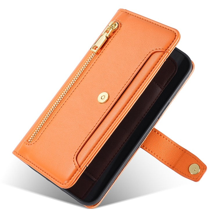 For Motorola Edge 50 5G Sheep Texture Cross-body Zipper Wallet Leather Phone Case(Orange) - Motorola Cases by PMC TechLife | Online Shopping South Africa | PMC TechLife | Buy Now Pay Later Mobicred