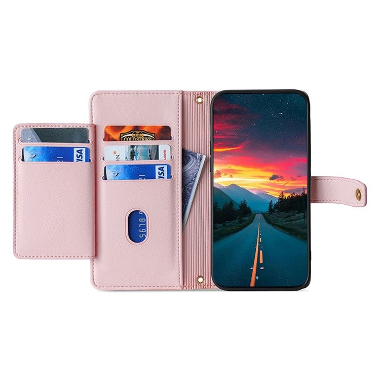 For Motorola Moto G 5G 2024 Sheep Texture Cross-body Zipper Wallet Leather Phone Case(Pink) - Motorola Cases by PMC TechLife | Online Shopping South Africa | PMC TechLife | Buy Now Pay Later Mobicred