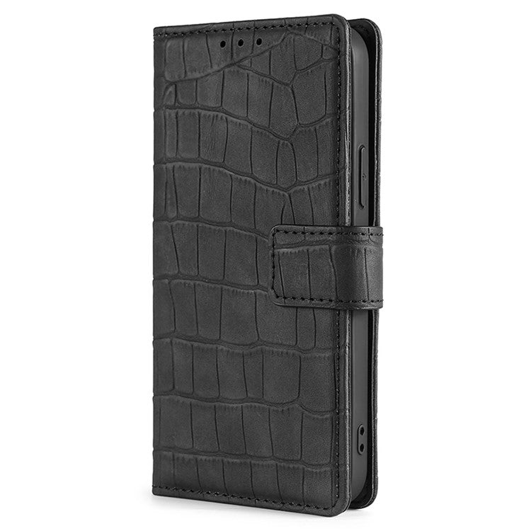 For Motorola Moto G Play 4G 2024 Skin Feel Crocodile Magnetic Clasp Leather Phone Case(Black) - Motorola Cases by PMC Jewellery | Online Shopping South Africa | PMC Jewellery | Buy Now Pay Later Mobicred