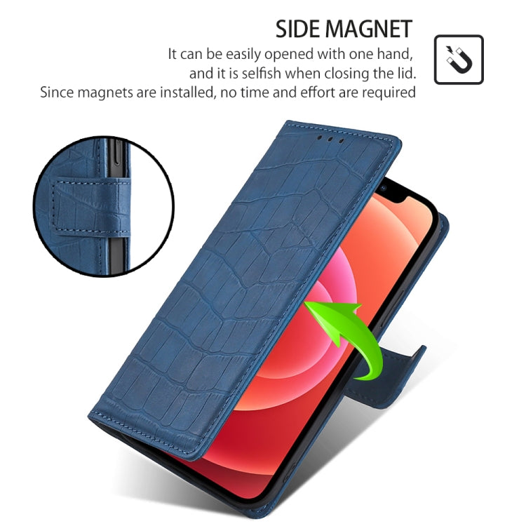 For Motorola Moto G Play 4G 2024 Skin Feel Crocodile Magnetic Clasp Leather Phone Case(Blue) - free shipping - PMC Jewellery - Order now!