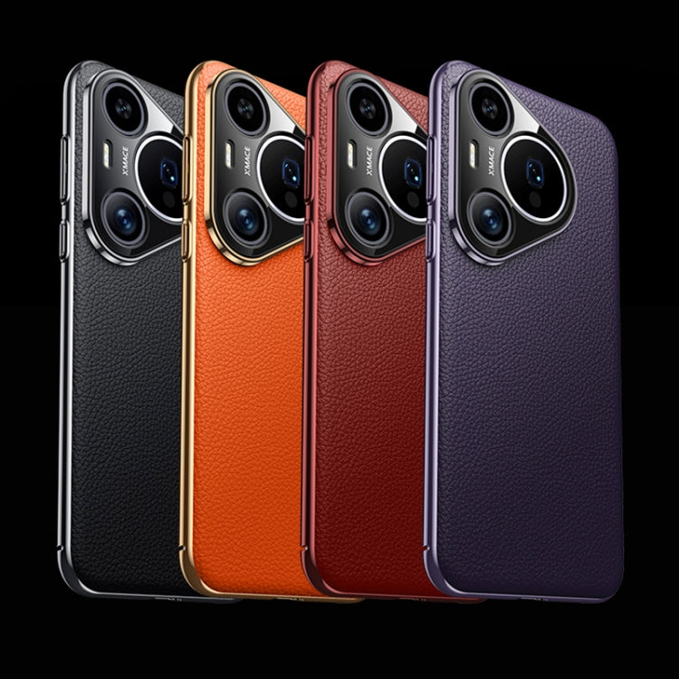 For Huawei Pura 70 Litchi Texture Genuine Leather Phone Case(Red) - Huawei Cases by PMC Jewellery | Online Shopping South Africa | PMC Jewellery | Buy Now Pay Later Mobicred