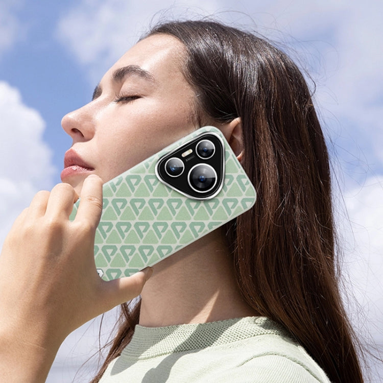 For Huawei Pura 70 Pro / Pro+ Plain Leather Printed Cooling Phone Case(Green) - free shipping - PMC Jewellery - Order now!