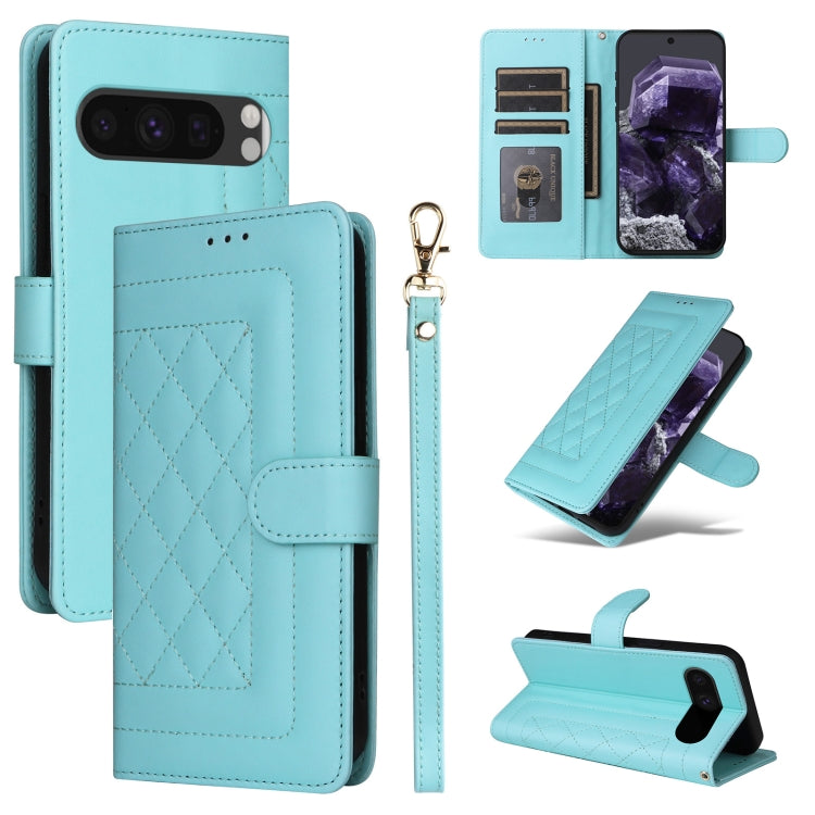 For Google Pixel 9 Diamond Lattice Leather Flip Phone Case(Mint Green) - Google Cases by PMC TechLife | Online Shopping South Africa | PMC TechLife | Buy Now Pay Later Mobicred