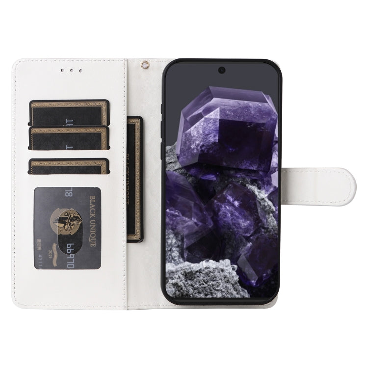 For Google Pixel 9 Pro Diamond Lattice Leather Flip Phone Case(White) - Google Cases by PMC TechLife | Online Shopping South Africa | PMC TechLife | Buy Now Pay Later Mobicred
