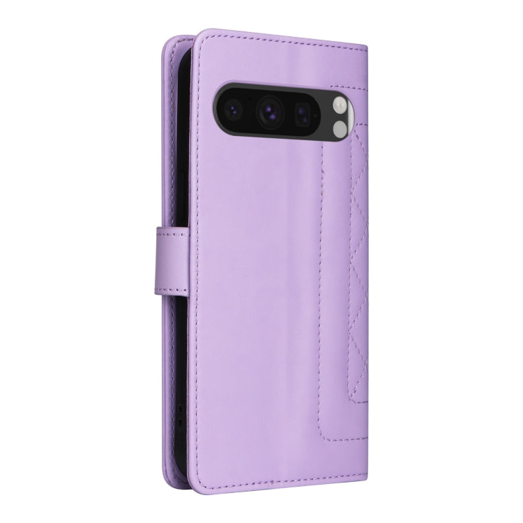 For Google Pixel 9 Pro Diamond Lattice Leather Flip Phone Case(Light Purple) - Google Cases by PMC TechLife | Online Shopping South Africa | PMC TechLife | Buy Now Pay Later Mobicred