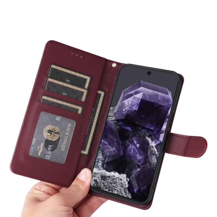 For Google Pixel 9 Pro Diamond Lattice Leather Flip Phone Case(Wine Red) - Google Cases by PMC TechLife | Online Shopping South Africa | PMC TechLife | Buy Now Pay Later Mobicred