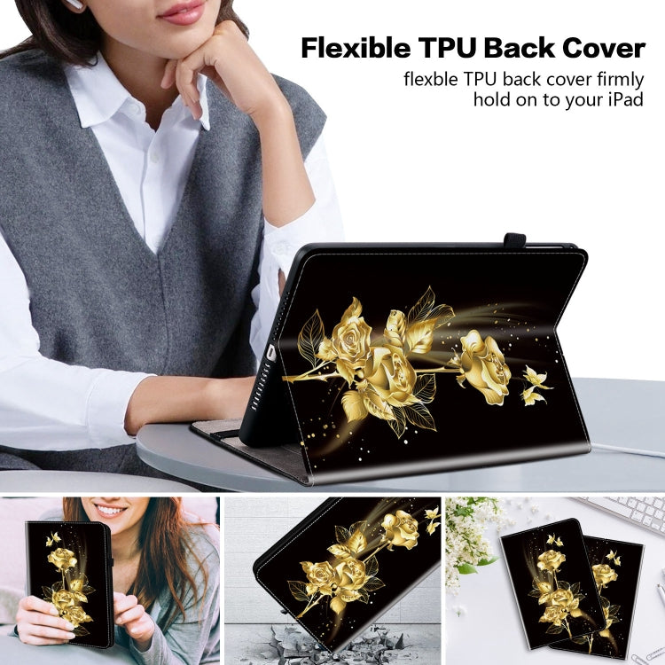 For iPad Air 13 2025 / 2024 Crystal Texture Painted Leather Smart Tablet Case(Gold Butterfly Rose) - iPad Air 13 2025 / 2024 Cases by PMC TechLife | Online Shopping South Africa | PMC TechLife | Buy Now Pay Later Mobicred