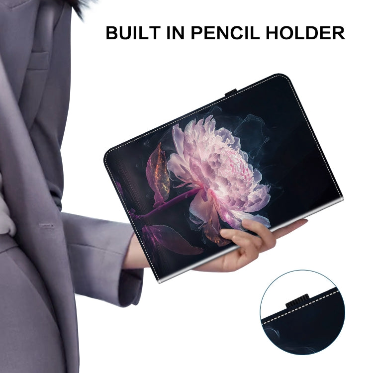 For iPad Air 13 2024 Crystal Texture Painted Leather Smart Tablet Case(Purple Peony) - iPad Air 13 2024 Cases by PMC TechLife | Online Shopping South Africa | PMC TechLife | Buy Now Pay Later Mobicred