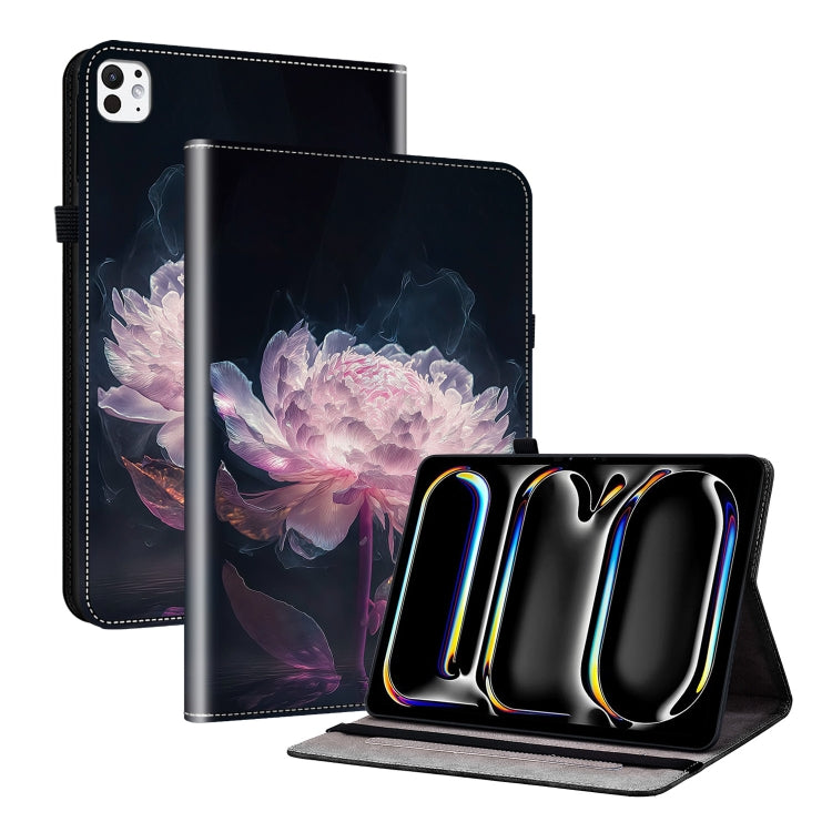 For iPad Pro 11 2024 Crystal Texture Painted Leather Smart Tablet Case(Purple Peony) - iPad Pro 11 2024 Cases by PMC TechLife | Online Shopping South Africa | PMC TechLife | Buy Now Pay Later Mobicred