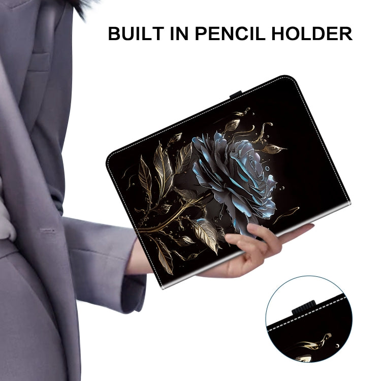 For Honor Pad 9 12.1 Crystal Texture Painted Leather Tablet Case(Black Rose) - Honor by PMC TechLife | Online Shopping South Africa | PMC TechLife | Buy Now Pay Later Mobicred