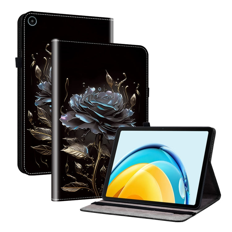 For Huawei MatePad SE 10.4 Crystal Texture Painted Leather Smart Tablet Case(Black Rose) - Huawei by PMC TechLife | Online Shopping South Africa | PMC TechLife | Buy Now Pay Later Mobicred