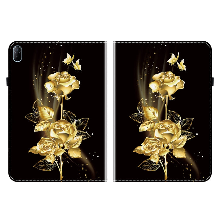 For Huawei MatePad SE 11 2024 Crystal Texture Painted Leather Smart Tablet Case(Gold Butterfly Rose) - Huawei by PMC TechLife | Online Shopping South Africa | PMC TechLife | Buy Now Pay Later Mobicred