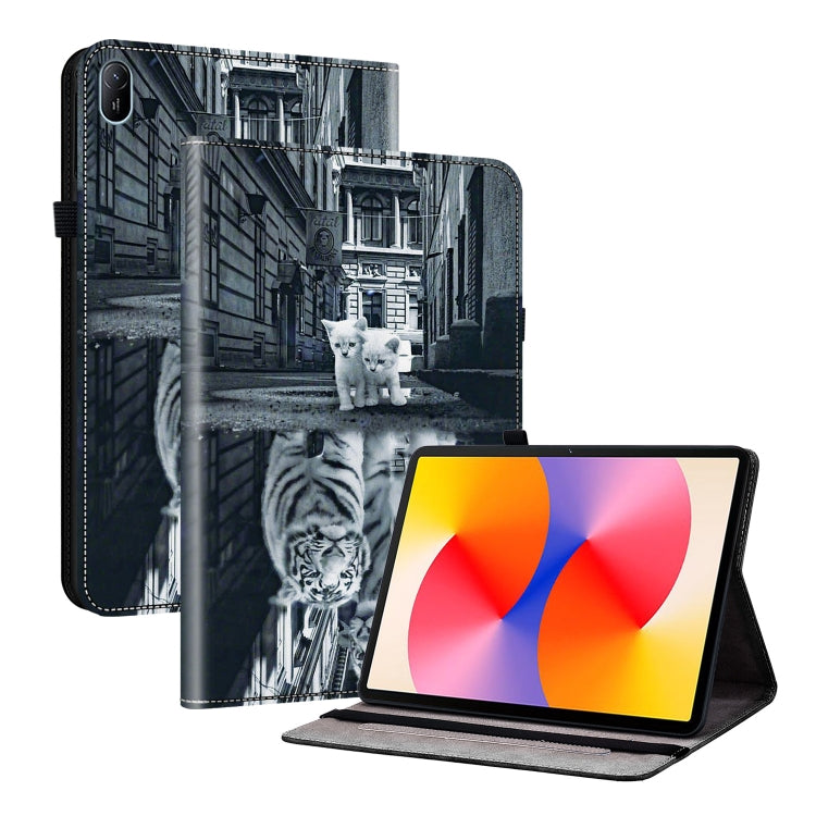 For Huawei MatePad SE 11 2024 Crystal Texture Painted Leather Smart Tablet Case(Cat Reflection Tiger) - Huawei by PMC TechLife | Online Shopping South Africa | PMC TechLife | Buy Now Pay Later Mobicred