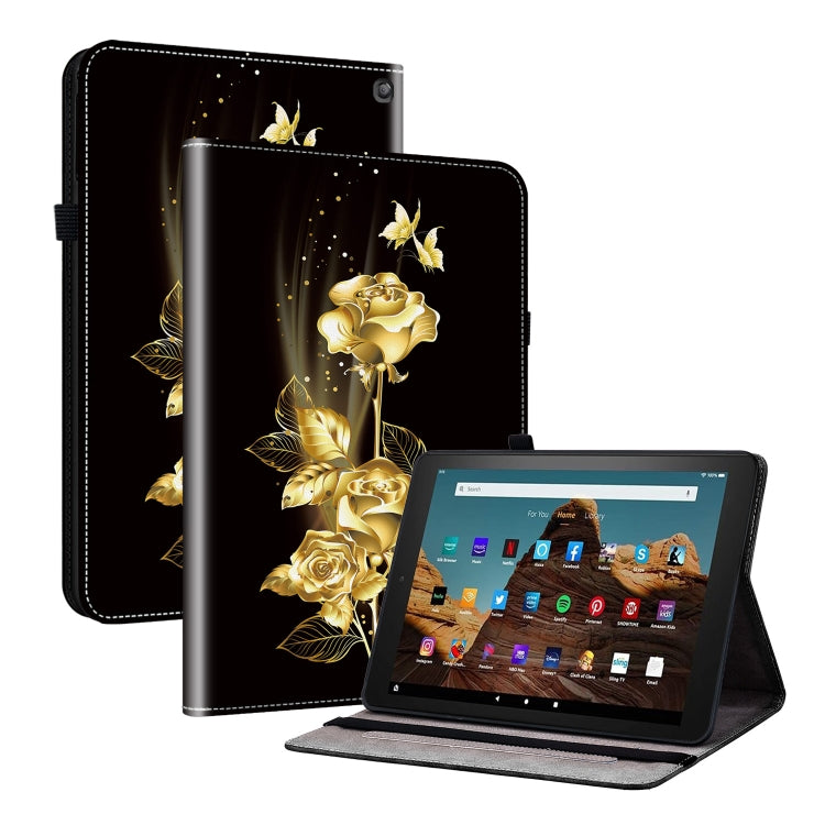For Amazon Fire HD10 2023 Crystal Texture Painted Leather Tablet Case(Gold Butterfly Rose) - Amazon by PMC TechLife | Online Shopping South Africa | PMC TechLife | Buy Now Pay Later Mobicred