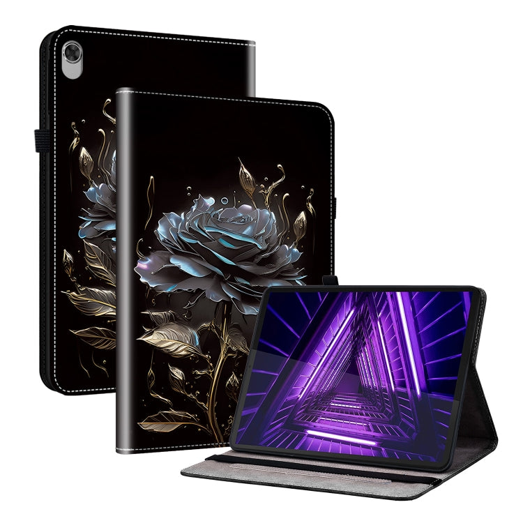 For Lenovo M10 Plus 10.3 Crystal Texture Painted Leather Tablet Case(Black Rose) - Lenovo by PMC TechLife | Online Shopping South Africa | PMC TechLife | Buy Now Pay Later Mobicred