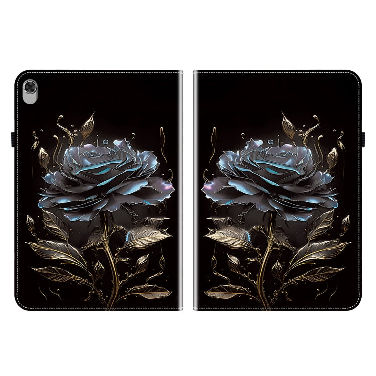 For Lenovo M10 Plus 10.3 Crystal Texture Painted Leather Tablet Case(Black Rose) - Lenovo by PMC TechLife | Online Shopping South Africa | PMC TechLife | Buy Now Pay Later Mobicred