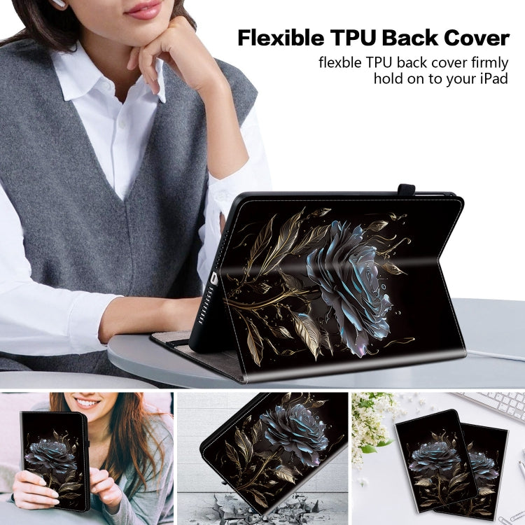 For Lenovo Tab M11/ Xiaoxin Pad 11 2024 Crystal Texture Painted Leather Tablet Case(Black Rose) - Lenovo by PMC TechLife | Online Shopping South Africa | PMC TechLife | Buy Now Pay Later Mobicred