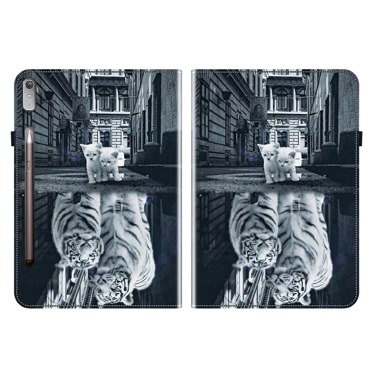 For Lenovo Tab P11 Pro Gen 2 11.2 Crystal Texture Painted Leather Tablet Case(Cat Reflection Tiger) - Lenovo by PMC TechLife | Online Shopping South Africa | PMC TechLife | Buy Now Pay Later Mobicred