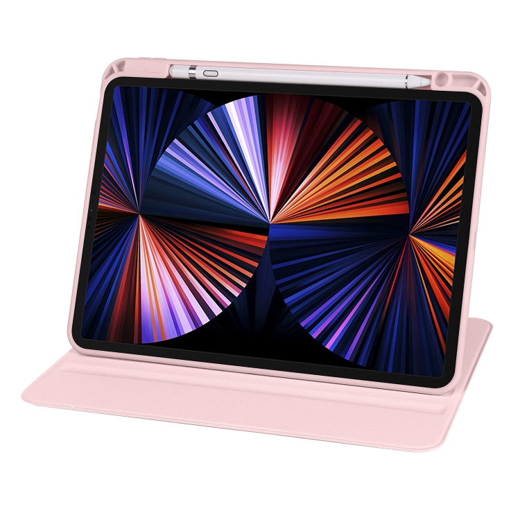 For iPad Air 11 2024 Acrylic 360 Degree Rotation Holder Leather Tablet Case(Sand Pink) - iPad Air 11 2024 Cases by PMC TechLife | Online Shopping South Africa | PMC TechLife | Buy Now Pay Later Mobicred