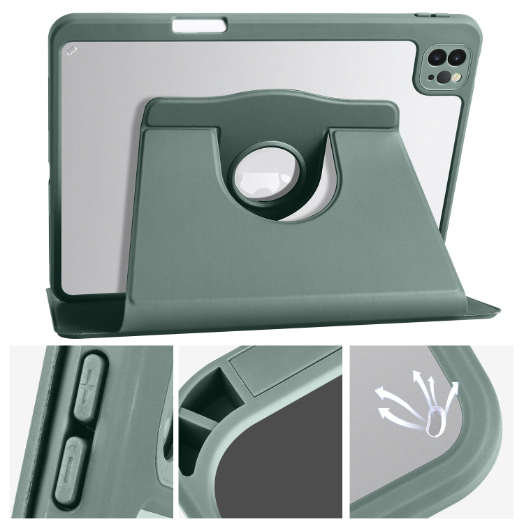 For iPad Air 11 2025 / 2024 Acrylic 360 Degree Rotation Holder Leather Tablet Case(Pine Green) - More iPad Cases by PMC TechLife | Online Shopping South Africa | PMC TechLife | Buy Now Pay Later Mobicred