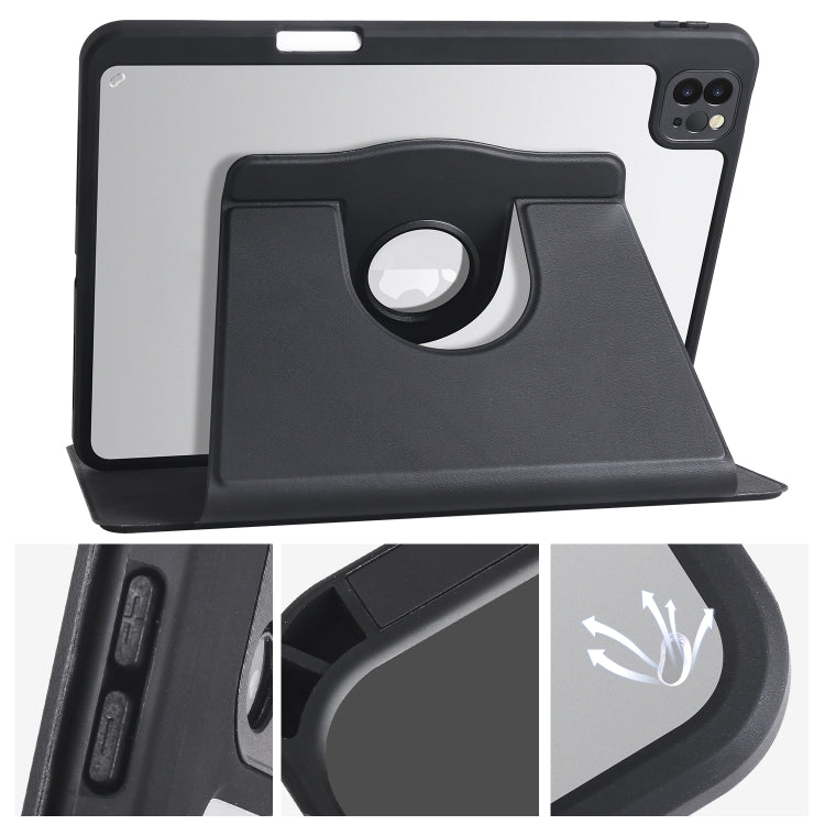 For iPad Pro 11 2024 Acrylic 360 Degree Rotation Holder Leather Tablet Case(Black) - iPad Pro 11 2024 Cases by PMC TechLife | Online Shopping South Africa | PMC TechLife | Buy Now Pay Later Mobicred