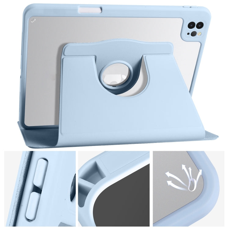 For iPad Pro 13 2024 Acrylic 360 Degree Rotation Holder Leather Tablet Case(Ice Blue) - iPad Pro 13 2024 Cases by PMC TechLife | Online Shopping South Africa | PMC TechLife | Buy Now Pay Later Mobicred